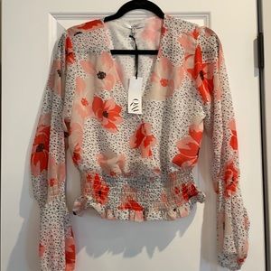 Leopard flower blouse NWT